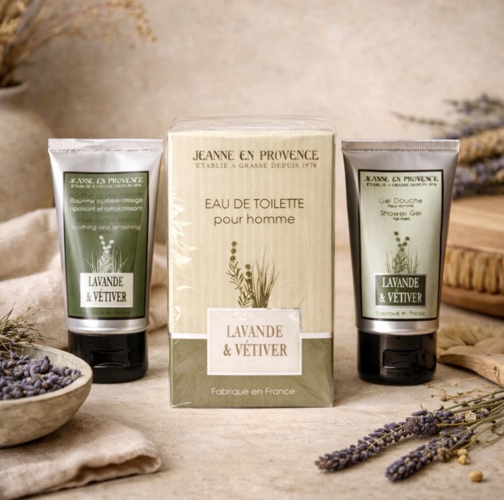 Jeanne en Provence Lavande & Vetiver Men's Frag Gift Set Eau De Toilette France - Picture 1 of 5
